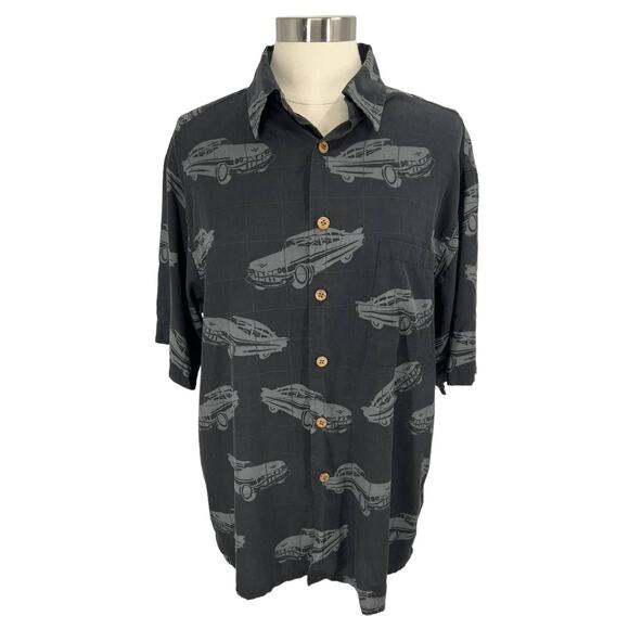 Caribbean Other - CARIBBEAN Classic Car Design 100% Silk Button Up Large